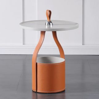 طاولة جانبية فاخرة مصنوعة من الجلد