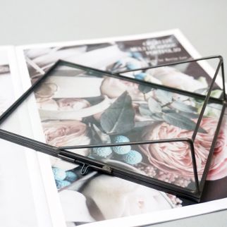 إطار صور إطار صور عرض نباتي ريشة عرض صور فني إطار صور أسود 6 إنش بقياس 10.2x15.3 سم