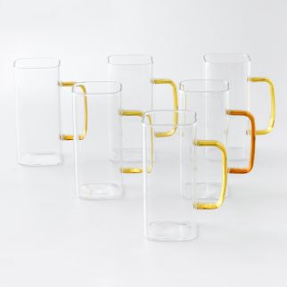 380 ML Six Pieces 380 ml Brown Handle Glass Water Tumbler