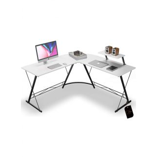 Corner Office Desk: Simple Design with Book Storage, Dimensions 129*46*74cm, Perfect for Home or Office Use