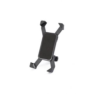 Adjustable bicycle mobile mount in black securely holds iPhones and Samsung phones, providing hands-free access while cycling