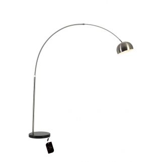 Contemporary Arch Metal Pole Task Lamp for Living Room Couch Sofa: Modern Arc Floor Lamp with Adjustable Nickel Standing Reading Light, 360° Rotatable Hanging Shade, with Marble Base