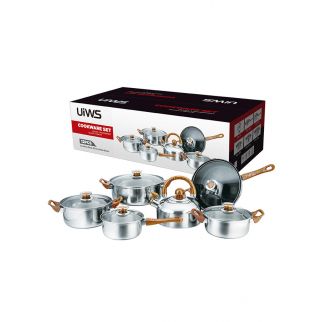 6-Piece Set of Pot Wooden Handle with Kettle Pot Set of Kitchen Cooking Pot Set