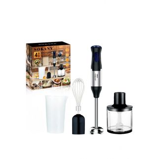 Black SK-1711-4 4-in-1 multifunction stainless steel handheld electric blender with 1000W power for versatile kitchen tasks.