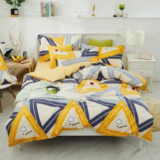 4-Piece Bedding Set Sheet Set Comforter Set Luxurious Cotton and Soft Microfiber with 1 Duvet/Quilt Cover and 1 Flat Shee37t and 2 Pillowcases King 2m Bed (150*200cm) Style 3