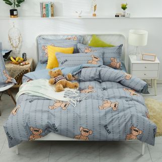4-Piece Bedding Set Sheet Set Comforter Set Luxurious Cotton and Soft Microfiber with 1 Duvet/Quilt Cover and 1 Flat Shee37t and 2 Pillowcases King 2m Bed (150*200cm) Style 1