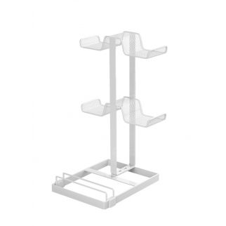 4-tier controller holder and headset stand provide organized storage for PC accessories, tablets, Xbox, PS4, PS5, and Nintendo Switch devices in white.