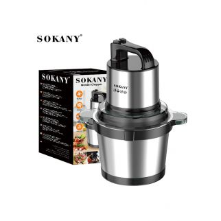 Black/silver SK-7028 electric meat grinder chopper food processor with a 4L capacity, 2 speeds, 4 blades, and powered at 800W.