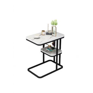 Square 2-Tier End Table: Perfect Sofa Side Table for Living Room, Providing Small Coffee Table Convenience