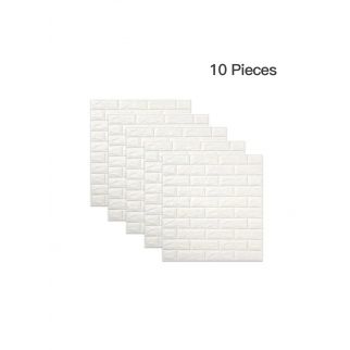 White 3D Foam Bricks Wallpaper Set: Includes 5 Pieces for Stylish Wall Decoration Style A