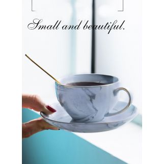 Coffee cups made of marble with a capacity of 140 ml and saucers.