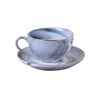 140ml Marble Coffee Cups and Saucers: Elegant Set for Enjoying Your Favorite Brew in Style BLUE COLOR