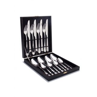 16-Piece Silver Stainless Steel Cutlery Set, Perfect for Everyday Dining Needs.