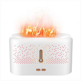White simulation flame air aromatherapy humidifier with a capacity of 200ml and 4.5W power, model LU1524-5.