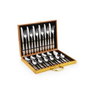 24-Piece Stainless Steel Cutlery Set: Available in Silver or Gold, Perfect for Elegant Dining Experiences