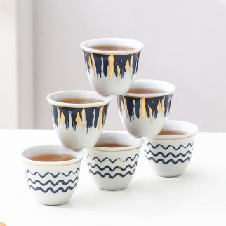 Set of 6 Gold-Plated Cawa Cups: Elegant Addition to Your Tea or Coffee Serving Collection Style E