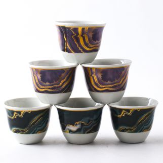 Set of 6 Gold-Plated Cawa Cups: Elegant Addition to Your Tea or Coffee Serving Collection Style A