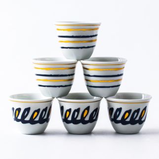 Set of 6 Gold-Plated Cawa Cups: Elegant Addition to Your Tea or Coffee Serving Collection Style B