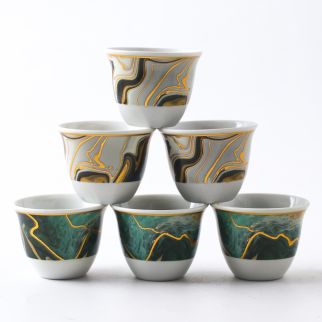 Set of 6 Gold-Plated Cawa Cups: Elegant Addition to Your Tea or Coffee Serving Collection Style D