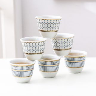 Set of 6 Gold-Plated Cawa Cups: Elegant Addition to Your Tea or Coffee Serving Collection Style C