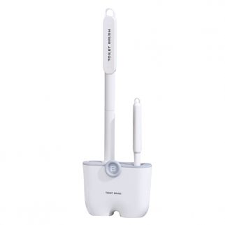 Multifunctional TPR Double Brush Toilet Brush Set: Household Silicone Brushes with Non-Dead Angle Design, Hole-Free Wall Hanging Cleaning Artifact Type 2