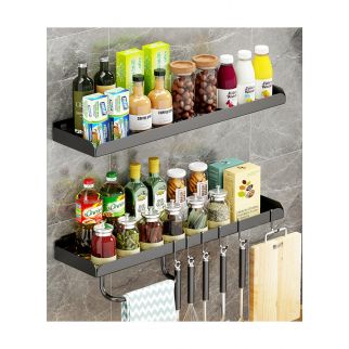 Versatile Double-Layer Perforated Shelf: Removable and Ideal for Organizing in Kitchen or Bathroom, Dimensions 55*13*5cm