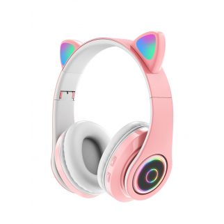 B39 Cat Ear Wireless Over-Ear Headphones feature Bluetooth 5.0 connectivity and a TF card slot for versatile music playback