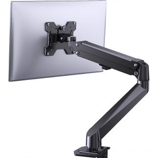 Single monitor mount gas spring monitor arm desk mount is fully adjustable and suitable for monitors ranging from 13 to 32 inches. It can support weights of up to 9kg.