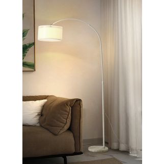 Light Luxury Marble Base Floor Lamp with 3-Color Dimming Bulb 12W White Color