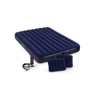 Flocked Double Air Bed Set with 2 Pillows and 1 Inflator 152*203*25CM