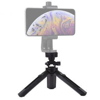 Pocket adjustable desktop tripod mount with a 1/4 inch screw is compatible with DSLR cameras and smartphones