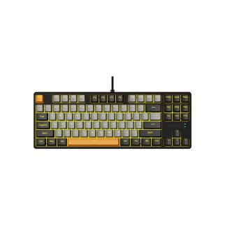 Z-87 87-key mechanical gaming keyboard features yellow backlighting and red switches, offering tactile feedback and precision for gaming enthusiasts