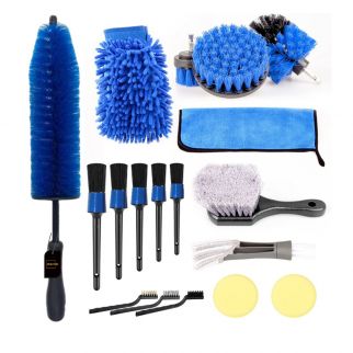 Blue HX-18 car wash cleaning tool kit comprising 18 pieces for comprehensive car cleaning