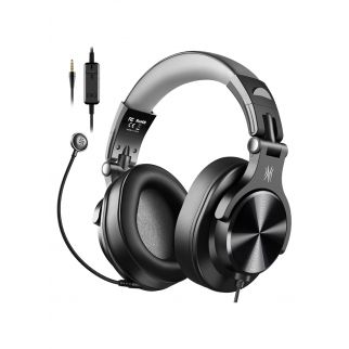 A71D wired over-ear stereo laptop headsets with a mic and in-line mute cable, compatible with PS4, Xbox One, and PC gaming.