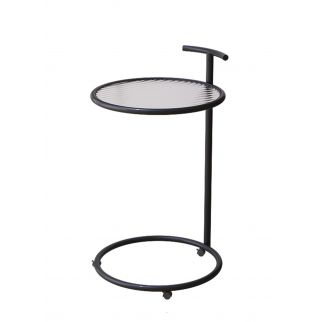 Round Side Table, Transparent Glass End Table with Metal Frame, Modern Coffee Table for Living Room