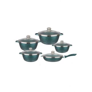 10 Piece Cookware Set Aluminum Pots and Pans With Tempered Glass Lids Kitchen Tools Style 3