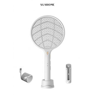 White BG-A6 2-in-1 wall-mounted and handheld electric mosquito killer bat, featuring a 2000mAh rechargeable battery.