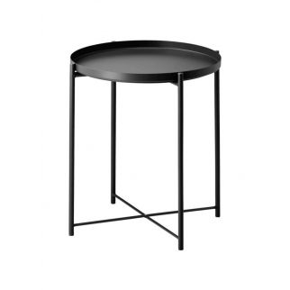 Black Round Steel Table: Perfect for Adding a Pop of Color to Your Outdoor or Indoor Space
