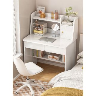 White Study Desk with Storage: Functional Computer Desk, Dimensions 10048109cm, Perfect for Organizing Your Study Space