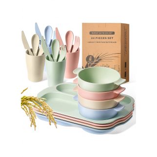 Children's Divided Plate Set Made from Eco-friendly Wheat Straw, Promoting Sustainability and Safe Dining for Kids