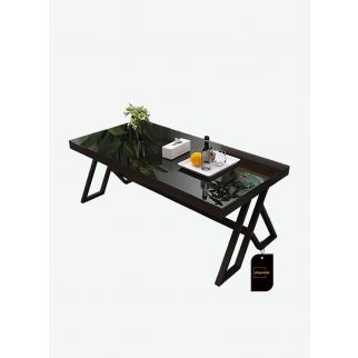 Simple Tempered Glass Coffee Table Black Tea Table 60*120*46CM