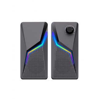Desktop USB PC speaker with RGB lighting, offering wired stereo sound for computers and notebooks, enhancing your audio experience