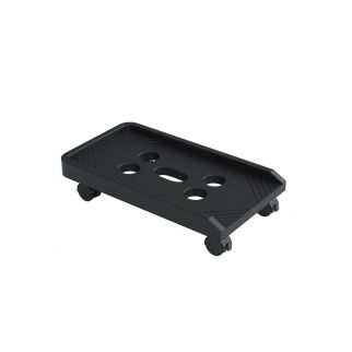 Mobile computer tower stand CPU holder equipped with 4 caster wheels, designed to conveniently store computer cases under desks for easy access and mobility.