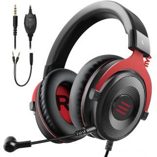 E900 wired stereo over-ear gaming headset features a noise-canceling mic and is compatible with PS5, Xbox One, Nintendo Switch, PC, Mac, and laptops