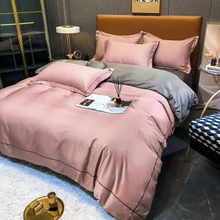 4-Piece Silk Bedding Set, King Size Comforter Set, Warm in Winter and Cool in Summer Skin-Friendly Breathable Duvet Cover Set 2.0M Bed 220*245CM