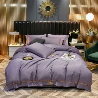 4-Piece Set Bedding Modal Quilt Cover Set with 1 Quilt Cover 1 Sheet and 2 Pillowcases 2m Bed (200 * 230cm) Style 3