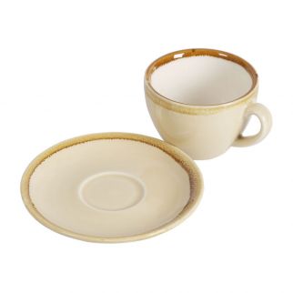 320ml Kiln Coffee Cups and Saucers: Stylish Ceramic Set for Enjoying Your Favorite Brew in Comfort and Style, Color Yellow