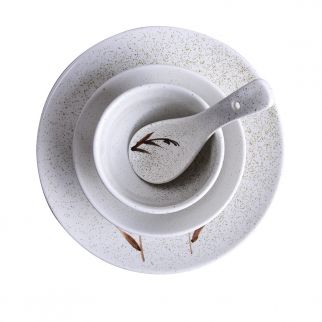 Four Sets of Dishware, including Plates, Spoons, and Cups, perfect for serving meals with style and functionality, Style 2