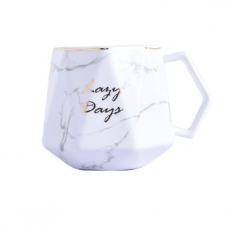 Marble Cup with a Fashionable Diamond Design: Elevate your drinkware with this stylish cup featuring a diamond-inspired marble pattern, White Color
