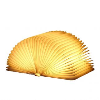 Maple Book Lamp Miniature in White, Portable Lighting Fixture with Book Design for Ambient Illumination